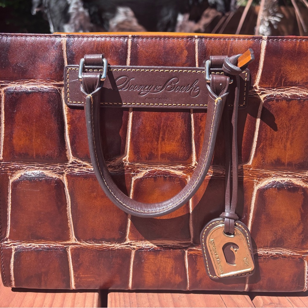 Dooney & Bourke Vintage Rich Brown Croc Embossed Handbag